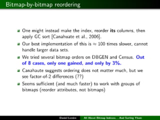 All About Bitmap Indexes... And Sorting Them