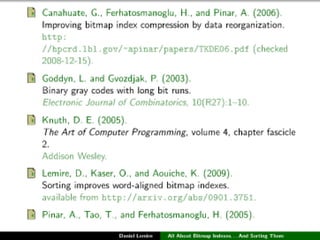 All About Bitmap Indexes... And Sorting Them