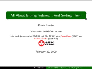 All About Bitmap Indexes... And Sorting Them
