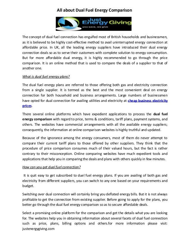 All about dual fuel energy comparison