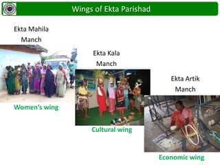 Wings of Ekta Parishad
Women’s wing
Cultural wing
Economic wing
Ekta Mahila
Manch
Ekta Kala
Manch
Ekta Artik
Manch
 