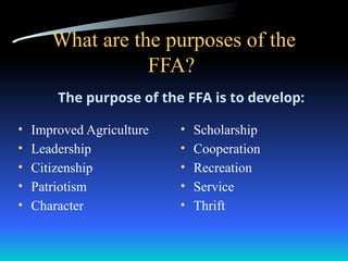 All About FFA and the opportunities it has | PPTX