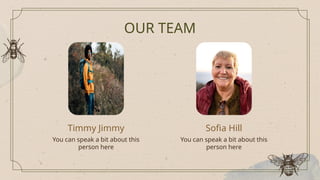 OUR TEAM
Timmy Jimmy Sofia Hill
You can speak a bit about this
person here
You can speak a bit about this
person here
 
