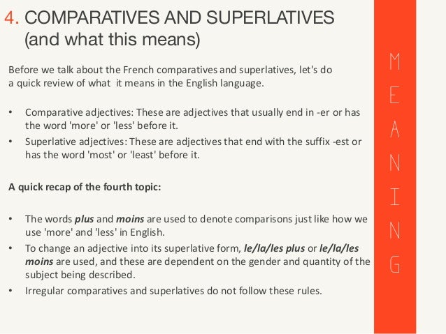 French comparisons worksheet picture
