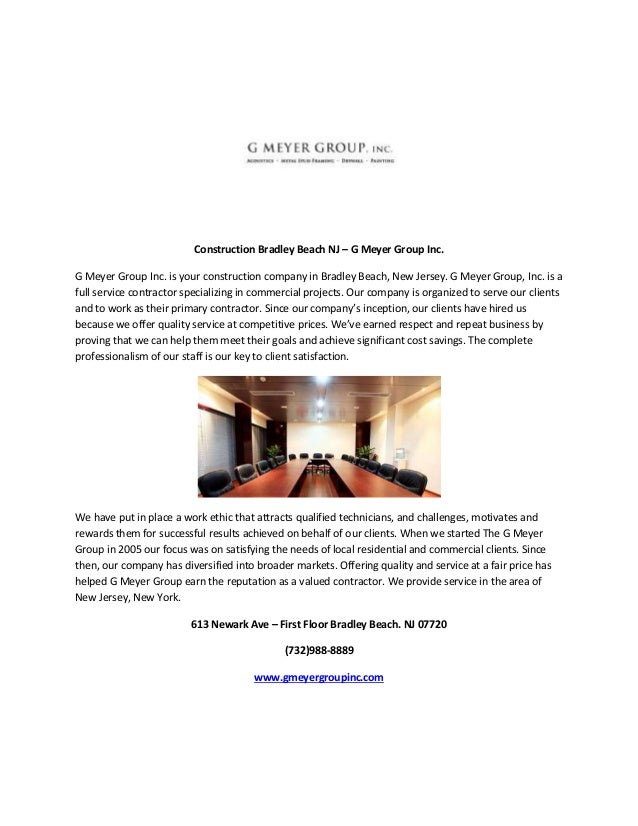 Construction Bradley Beach NJ G Meyer Group Inc.