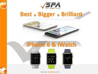 Best . Bigger . Brilliant 
iPhone 6 & iWatch 
Software Assurance, LLC Confidential 
www.sp-assurance.com 
 