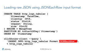 All About JSON and ClickHouse - Tips, Tricks and New Features-2022-07 ...