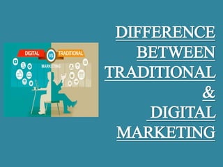 DIFFERENCE
BETWEEN
TRADITIONAL
&
DIGITAL
MARKETING
 