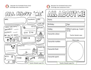 all about me worksheet in order to introduce yourself | DOCX