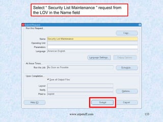 www.erpstuff.com 133
Select “ Security List Maintenance ” request from
the LOV in the Name field
 