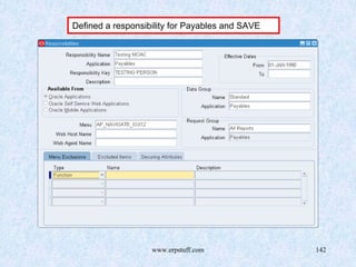 www.erpstuff.com 142
Defined a responsibility for Payables and SAVE
 