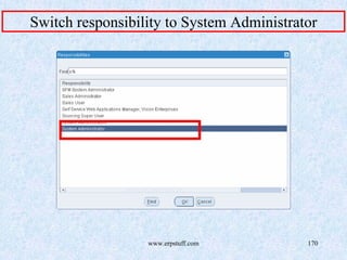 www.erpstuff.com 170
Switch responsibility to System Administrator
 