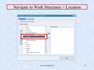 www.erpstuff.com 25
Navigate to Work Structures > Location
 