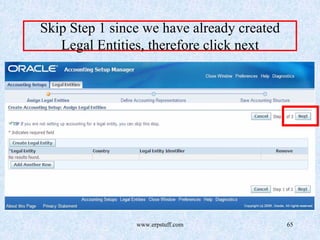 www.erpstuff.com 65
Skip Step 1 since we have already created
Legal Entities, therefore click next
 