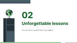 Unforgettable lessons
02
You can enter a subtitle here if you need it
 