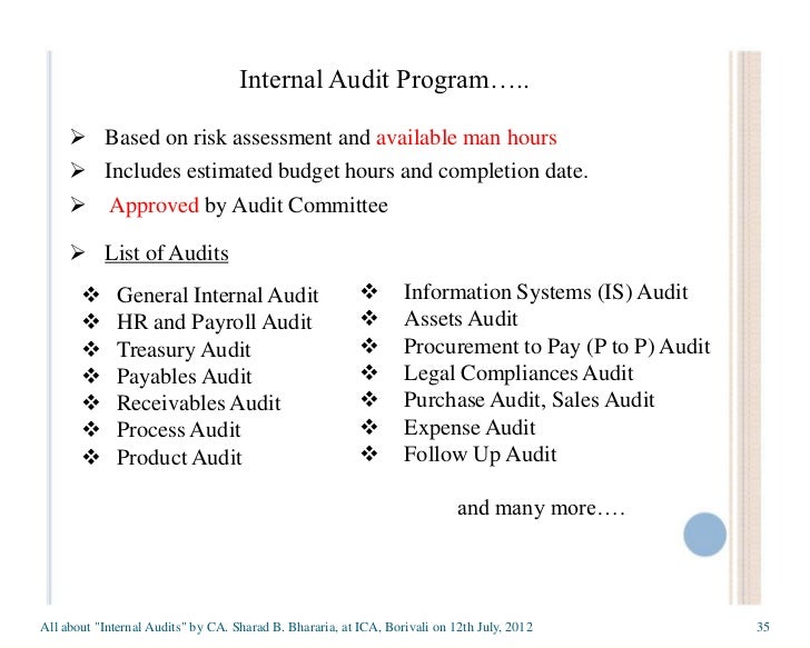 All about of internal audit by ca. sharad b. bhararia at ica