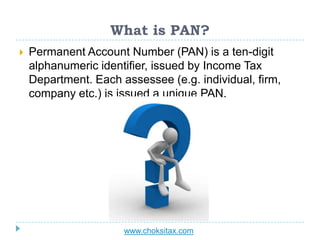 All about Permanent Account Number (PAN) | PPTX