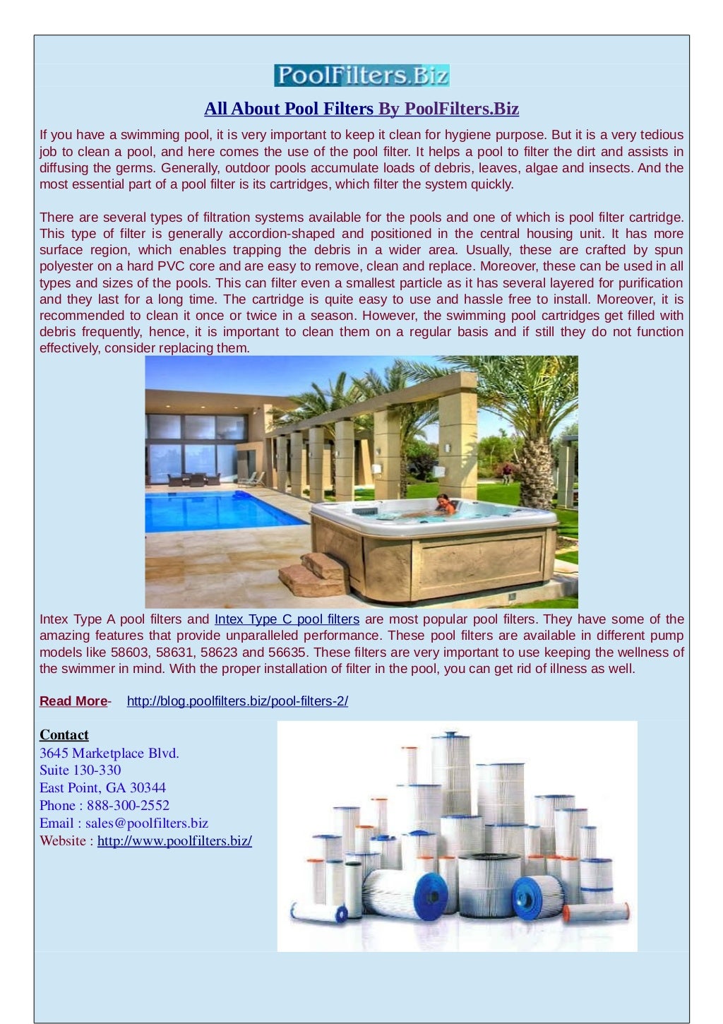 All About Pool Filters by
