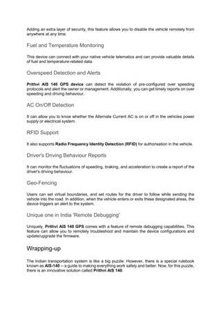Why is the AIS 140 standard Mandatory in India? | PDF