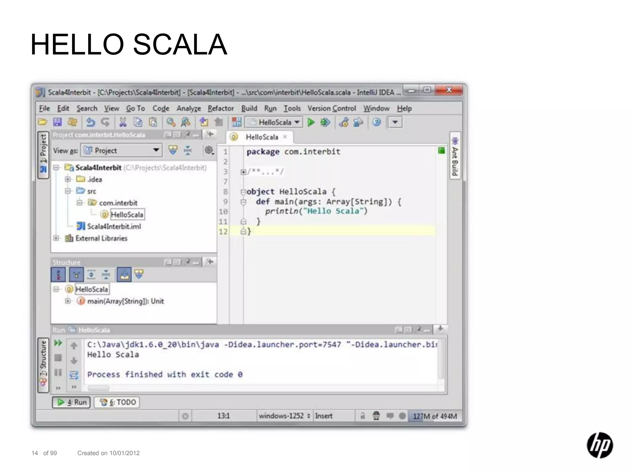 HELLO SCALA




14 of 99   Created on 10/01/2012
 