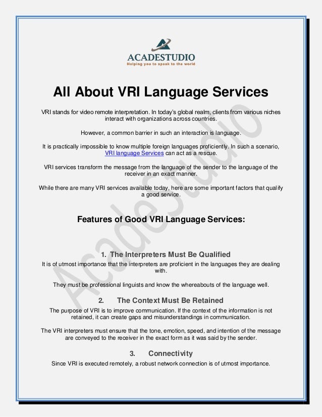 All About VRI Language Services PDF