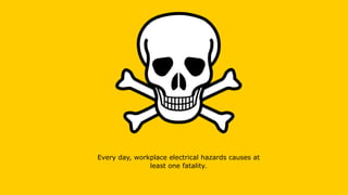 Every day, workplace electrical hazards causes at
least one fatality.
 