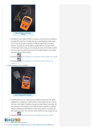 All actron auto scanner code reader scan tool user manual download