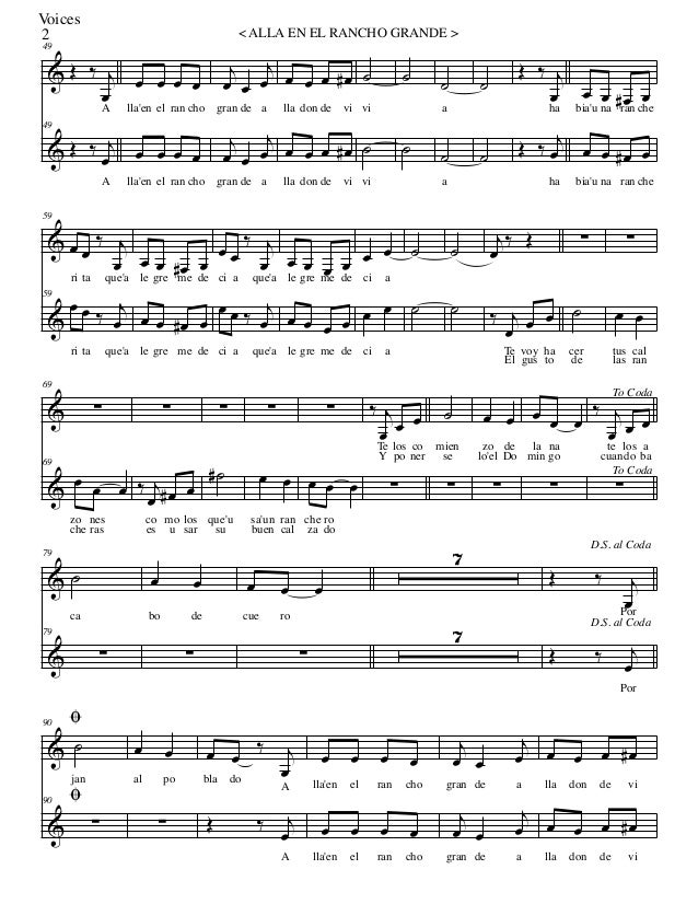 Alla en el rancho grande score