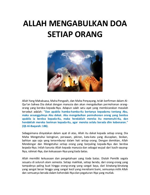 Allah Mengabulkan Doa Setiap Orang