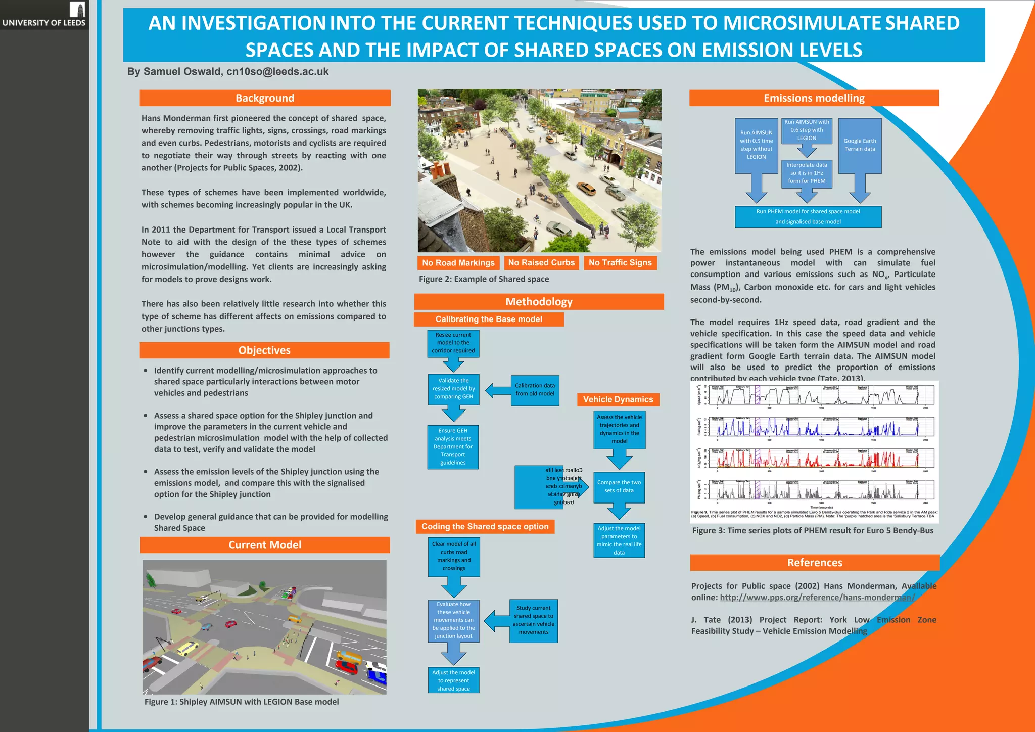Prepared by : Gethin Shaji
Supervisor : Jeremy Shires
Co-Supervisor: Prof. Mark Wardman
BACKGROUND
• Desirable change in patronage can be achieved
through bus design changes.
• Like soft factors, impact of bus design on
patronage is hard to measure and quantify.
• Route 72 bus runs along Leeds-Bradford corridor.
• Other bus services along this corridor are:
(1) X6
(2) X11
(3) X14/14
(4) 508
• The Leeds City Region (LCR) generates 140,000
road trips daily.
• The modal split along this corridor is as follows:
Car – 68% Bus – 19% Train – 3%
• In Oct. 2012, Hyperlink bus service was introduced
along this corridor.
• Key features of the Hyperlink buses are:
(1) Tram like design
(2) Modern leather seats with new seating
layout
(3) Free Wi-Fi facility
(4) On-board Real Time Information
(5) On-board host based ticketing
ROUTE MAP
OBJECTIVES
• Examine and analyse ticket sales data to observe
any quantifiable relation with bus design
• Estimate the impact of bus design on
(1) Existing bus services
(2) Generational effect
(3) Passenger behaviour
• Observe relation between bus design improvement
and change in demand
METHODOLOGY
DATA COLLECTION
• Time period : 2011-2014
• The following buses are considered as they share
part of the Leeds-Bradford corridor:
(1) H72
(2) X6
(3) X11
(4) X14/14
(5) 508
• The following data is to be collected:
(1) Changes in endogenous variables ,
e.g. fares, frequencies, journey times etc.
(2) Changes in exogenous variables,
e.g. the economy etc.
(3) Passenger behaviour data from surveys
ISSUES AND EXPECTED FINDINGS
1
• Historical analysis of bus routes from 2011 along
the Route 72 corridor
2
• Analysis of ticket sales data for the buses
competing along this corridor before and after the
introduction of Hyperlink service
3
• Identify different demand impacts :
(1) General trends
(2) Abstraction from other bus services
(3) Generation, e.g. new and existing bus users
4
• Analyse existing survey data and conduct new
passenger survey to help understand these trends
and passenger behaviour
5
• Attribute changes in demand to changes in bus
design
• Issues :
(1) How comprehensive is the ticket data ?
(2) How stable have the bus services/routes been
since 2011 ?
(3) How detailed are existing passenger surveys ?
• Expected findings :
(1) Small rise in patronage through generation
(2) Small to medium rise in patronage through
abstraction
BUS DESIGN AND IMPACT ON DEMAND
 
