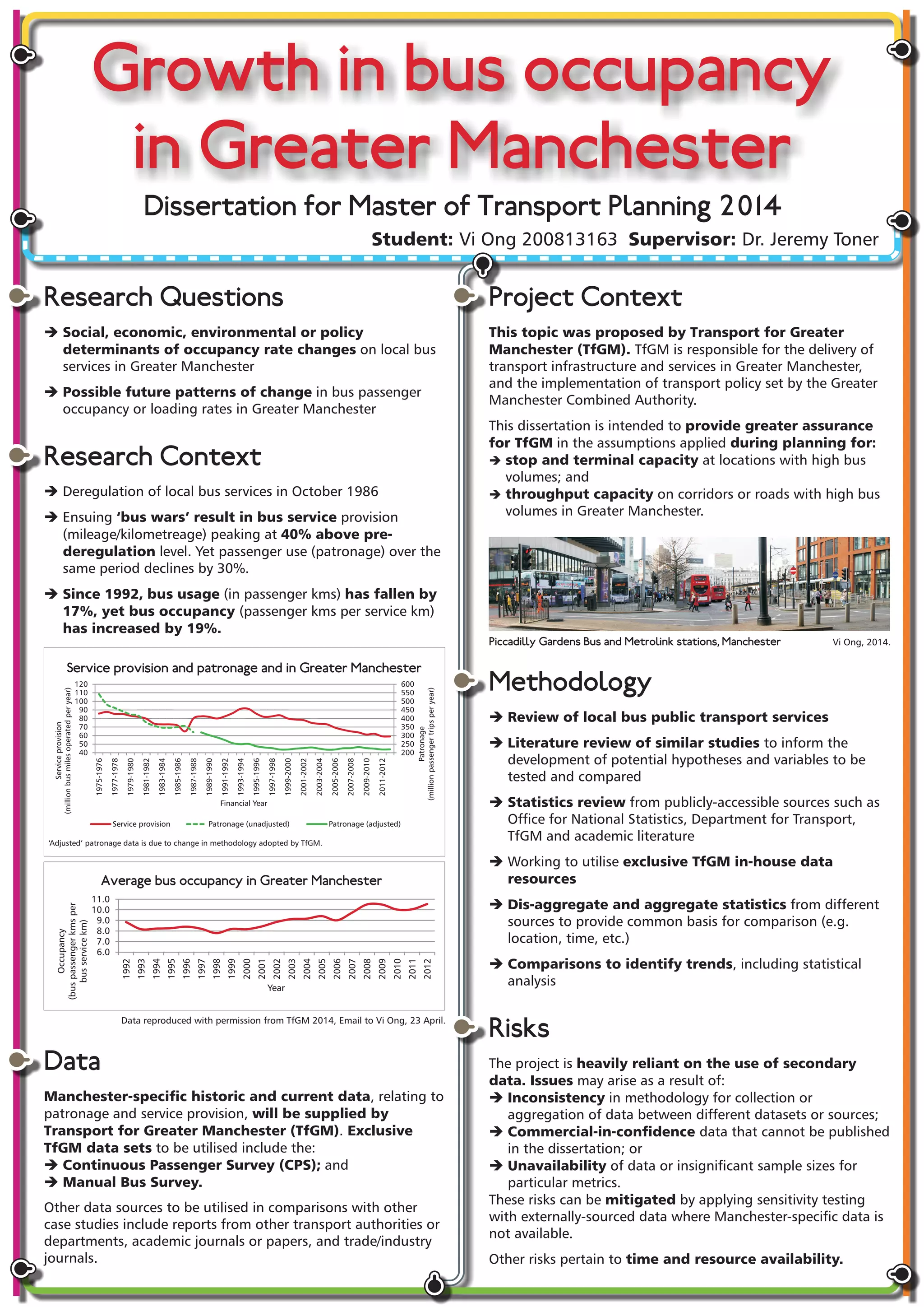 Ghost islands take the form of a dedicated traffic lane for vehicles turning right from the major road, at junctions under priority
control, with non-physical separation provided by road markings to allocate road space.
Priority T-junctions on single carriageway trunk roads in the UK with a
daily average of more than 500 vehicle movements on the
minor road are required to have a ghost island, as defined by the
mandatory ‘Design Manual for Roads & Bridges’ (DMRB, TD 42/95).
However, more recent guidance for non-trunk roads environments
acknowledges that priority T-junctions without a ghost island
"will often be able to cater for higher levels of turning traffic without
resulting in significant congestion” (Manual for Streets 2).
There is currently no national
design guidance in the UK
regarding the provision of
ghost islands at junctions on
the local highway network.
This study will investigate, from the context of local highway networks, the two factors that design guidance indicates are the main
considerations when deciding whether a ghost island is required: junction capacity and road safety.
STATS19 road safety records for priority T-junctions with and
without ghost islands will be statistically analysed, to identify
any differences in road safety performance through assessment
of relevant collision factors, such as vehicle movements, road
user groups and contributory factors.
It is acknowledged that the combination of usage, behaviour,
geometry and environment is unique at all junctions, therefore
road safety data will be analysed for junctions that are as
comparable as possible, particularly with respect to:
Traffic flow patterns, including major and minor road flow
volumes, distribution ratios, proportions of large vehicles, and
daily/hourly flow profiles;
Route type (e.g. urban arterial, rural minor, inter-urban); and
Use by other modes, such as pedestrians and cyclists.
The research will look to cover a range of traffic flow volumes
(low/medium/high).
When should priority T-junctions include ghost island provision?
Steven Windass (Supervisor: Haibo Chen)
The impact of ghost island provision on junction capacity,
vehicle delay and congestion will be assessed utilising predictive
modelling software (PICADY and the underlying empirical
formulae). Multiple combinations of junction layout and traffic
flow patterns will be tested for scenarios with and without a
ghost island, based on variables typical for urban priority
T-junctions in the UK.
Through consideration of the two branches of analysis and their relative importance, it is intended to define an indicative traffic
flow threshold(s), or choice matrix, to inform the decision of whether to provide a ghost island at priority
T-junctions on non-trunk roads. The impacts with respect to junction capacity and road safety will be assessed jointly through
Cost-Benefit Analysis to understand the Net Present Value of ghost islands, considering the cost of traffic delay and Personal Injury
Collisions (PICs) against the relative cost of ghost island construction at existing and proposed junctions.
It is acknowledged within various highway design guides that the decision on whether to provide a ghost island should be based on
consideration of all pertinent factors, not just capacity and road safety. Therefore, this study is intended to provide practitioners with
research to inform the decision, particularly at preliminary design stages, but not to replace analysis of site-specific circumstances.
Priority T-Junction
Traffic Streams:
PICADY Modelling
q = stream traffic flow
qc-b = traffic turning
from Arm C to Arm B
Great Britain, 2012: Road Length by Type
Trunk Roads 7,508 miles 3%
Local Highway Network 237,865 miles 97%
TOTAL 245,373 miles
 