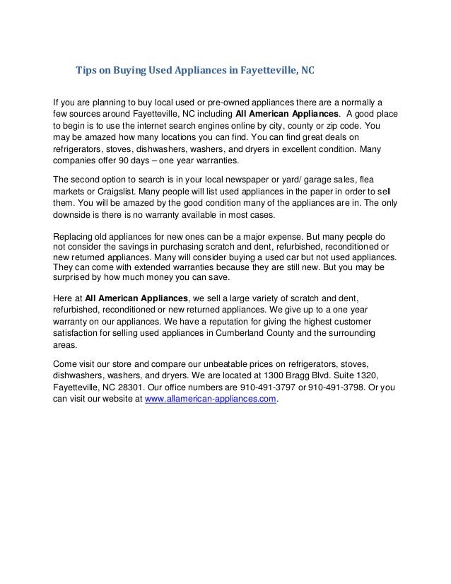 Tips on Buying Used Appliances in Fayetteville, NC