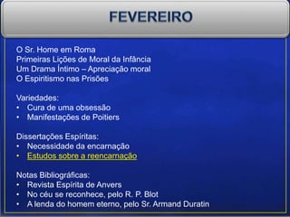 O Sr. Home em Roma
Primeiras Lições de Moral da Infância
Um Drama Íntimo – Apreciação moral
O Espiritismo nas Prisões
Variedades:
• Cura de uma obsessão
• Manifestações de Poitiers
Dissertações Espíritas:
• Necessidade da encarnação
• Estudos sobre a reencarnação
Notas Bibliográficas:
• Revista Espírita de Anvers
• No céu se reconhece, pelo R. P. Blot
• A lenda do homem eterno, pelo Sr. Armand Duratin
 