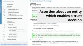 Assertion about an entity
which enables a trust
decision
https://www.w3.org/TR/credential-management-1/#terms
 