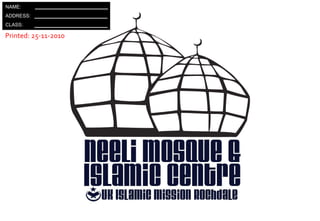 NAME: ADDRESS: CLASS: Printed: 25-11-2010 