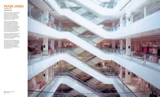 peTer jones
London, UK
Department store

Scott Lawrie led this successful design
and on site renovation whilst at his
previous practice, John McAslan
and Partners. This Grade II listed
department store is located in Sloane
Square, one of the most prestigious
shopping areas of London.

Further to this he subsequently
initiated and prepared the scheme
for the redevelopment of the Peter
Jones depository into a mixed use
development which included retail
units, social housing and high end flats
for sale. As well as improved building
services and operational facilities,
Scott worked to preserve the building’s
much-loved and distinctive form.

The project, completed in three phases
between 2002 and 2005, allowed
operational continuity throughout the
works, and drew strong praise from the
client and key authorities.

The Royal Fine art Commission said
that “the John Lewis Partnership and
the architects are to be congratulated
for putting together a scheme which
respects the integrity of the Peter
Jones Building whilst adapting it so
that it can trade more effectively as a
department store.”




Client John Lewis Partnership
Skills Architecture

32                                         33
 