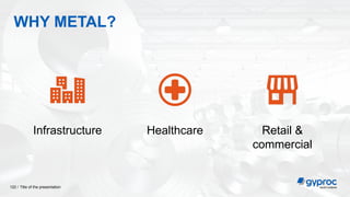 WHY METAL?
Title of the presentation
122 /
Infrastructure Healthcare Retail &
commercial
 