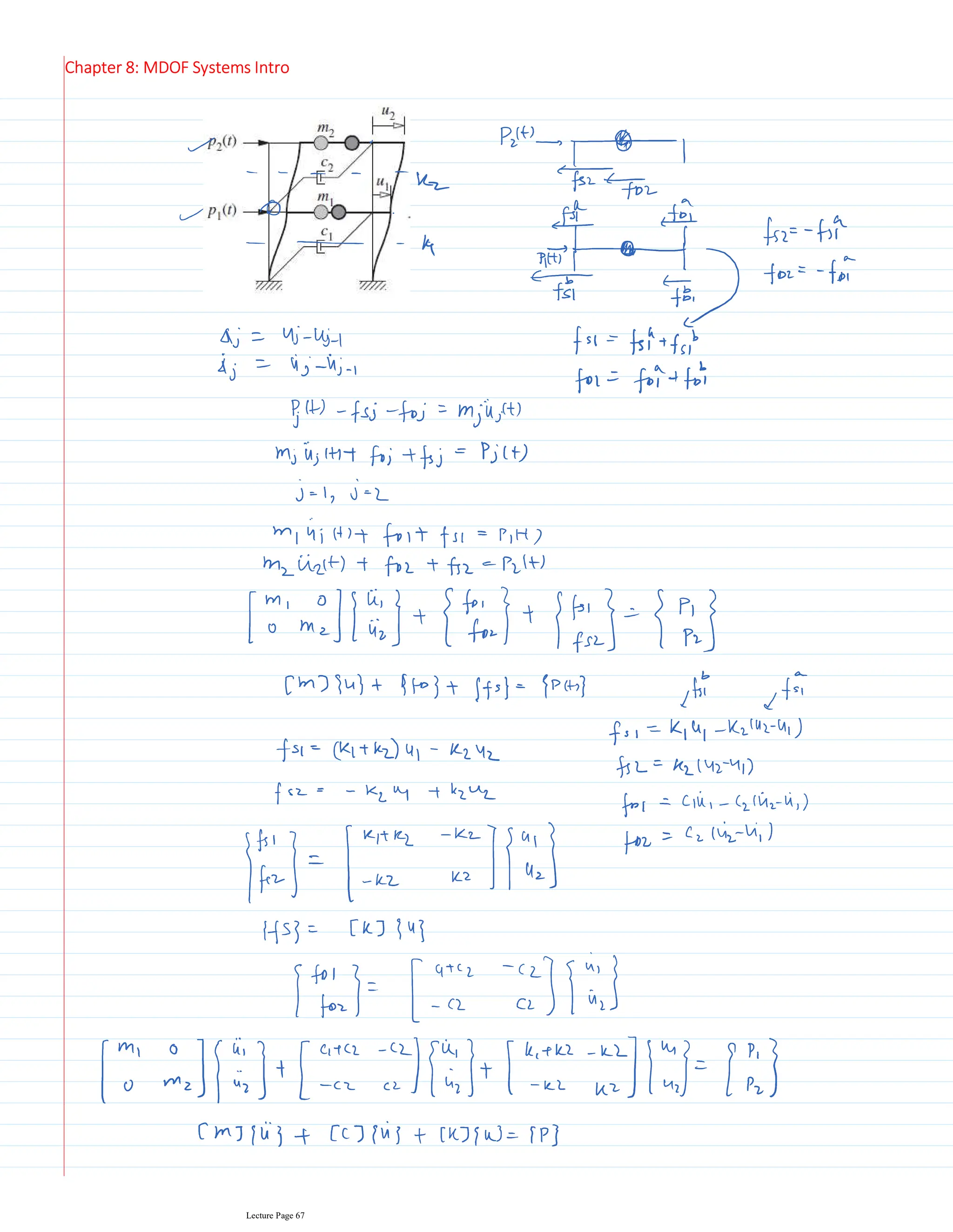 Chapter 8: MDOF Systems Intro
Lecture Page 67
 