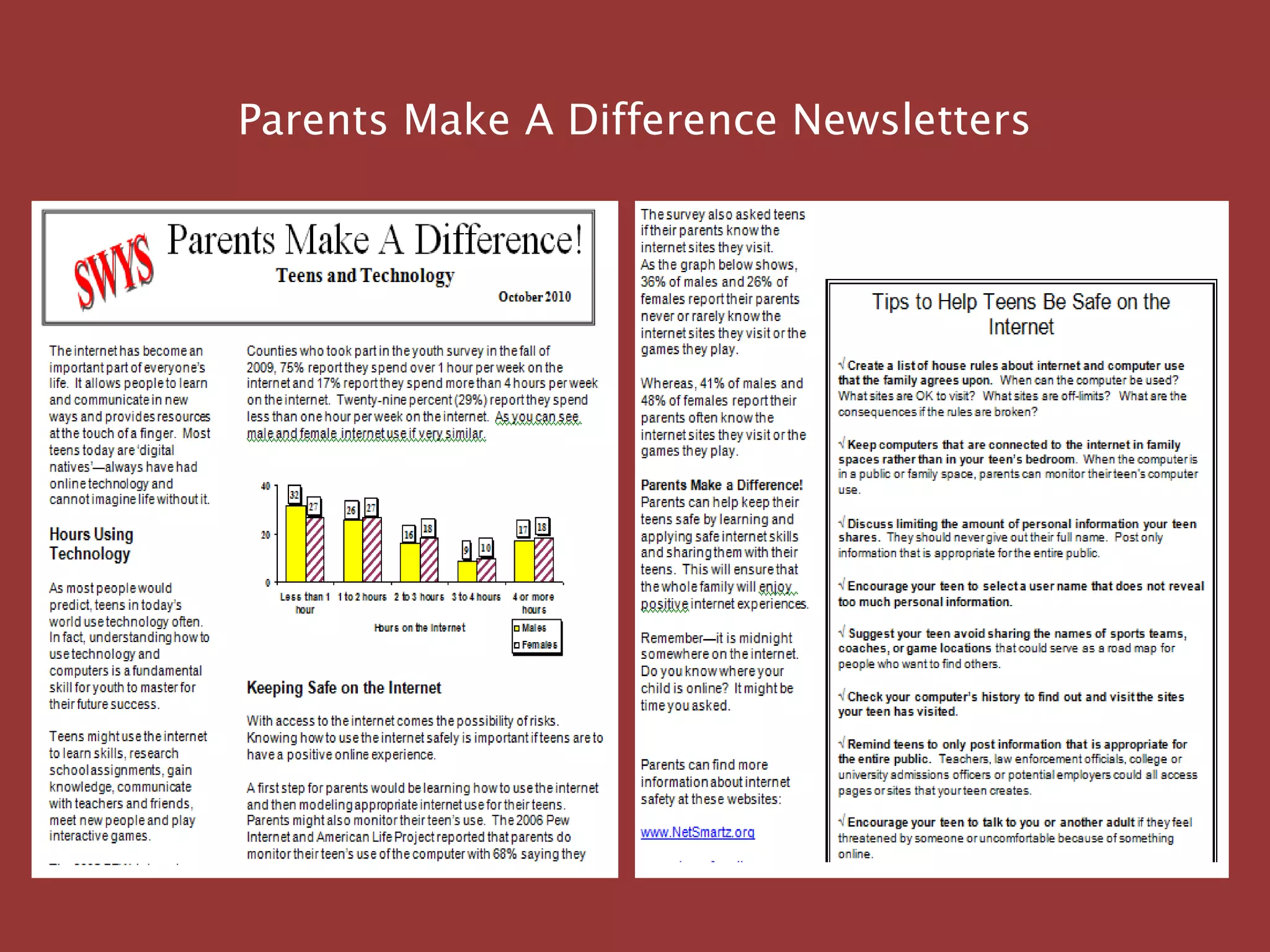 Parents Make A Difference Newsletters
 