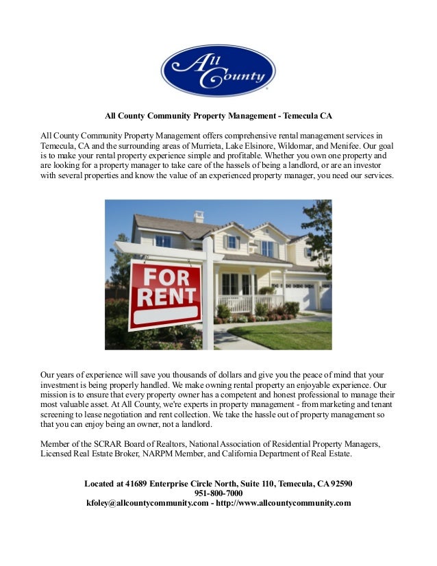 All county community property management temecula ca