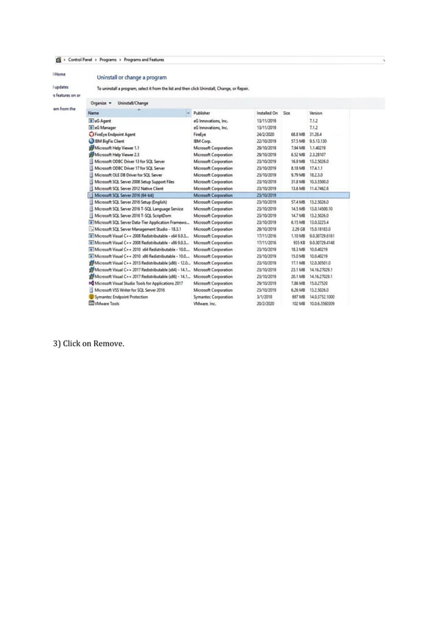 Uninstallting microsoft sql server 2016 | PDF
