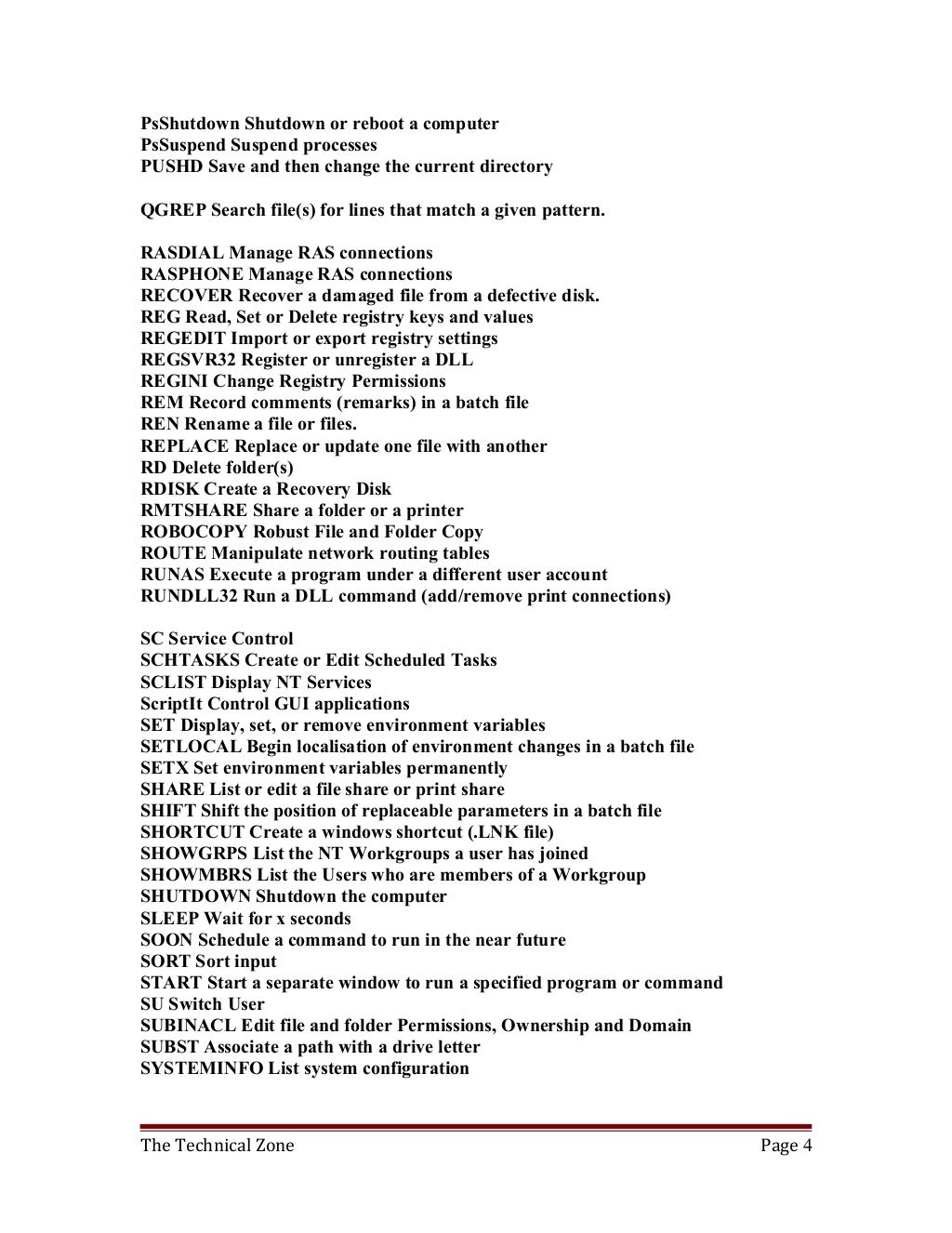 All Dos Commands