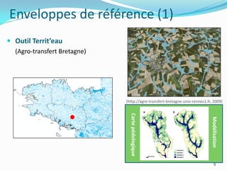 Enveloppes de référence (1)
 Outil Territ’eau
  (Agro-transfert Bretagne)




                              (http://agro-transfert-bretagne.univ-rennes1.fr, 2009)




                                Carte pédologique




                                                                             Modélisation
                                                                                 9
 