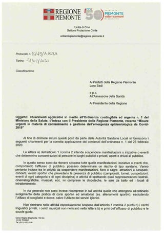 La Circolare Esplicativa Dell Ordinanza Del 23 Febbraio Della Regione