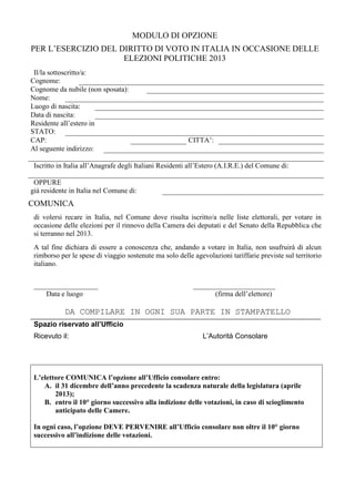 Modulo Allegato R Allegato 2 modulo opzione | PDF