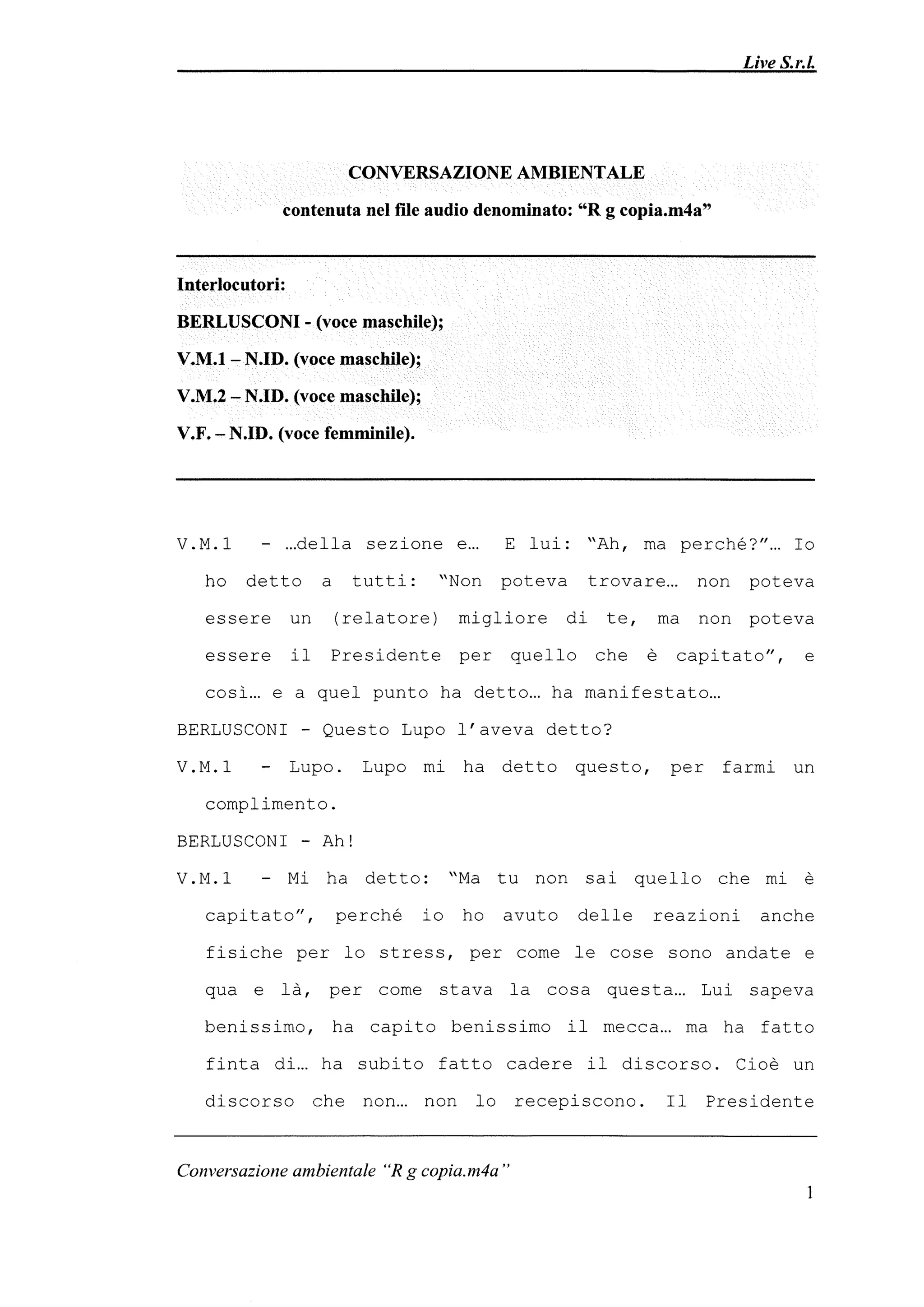 Le registrazioni di Berlusconi