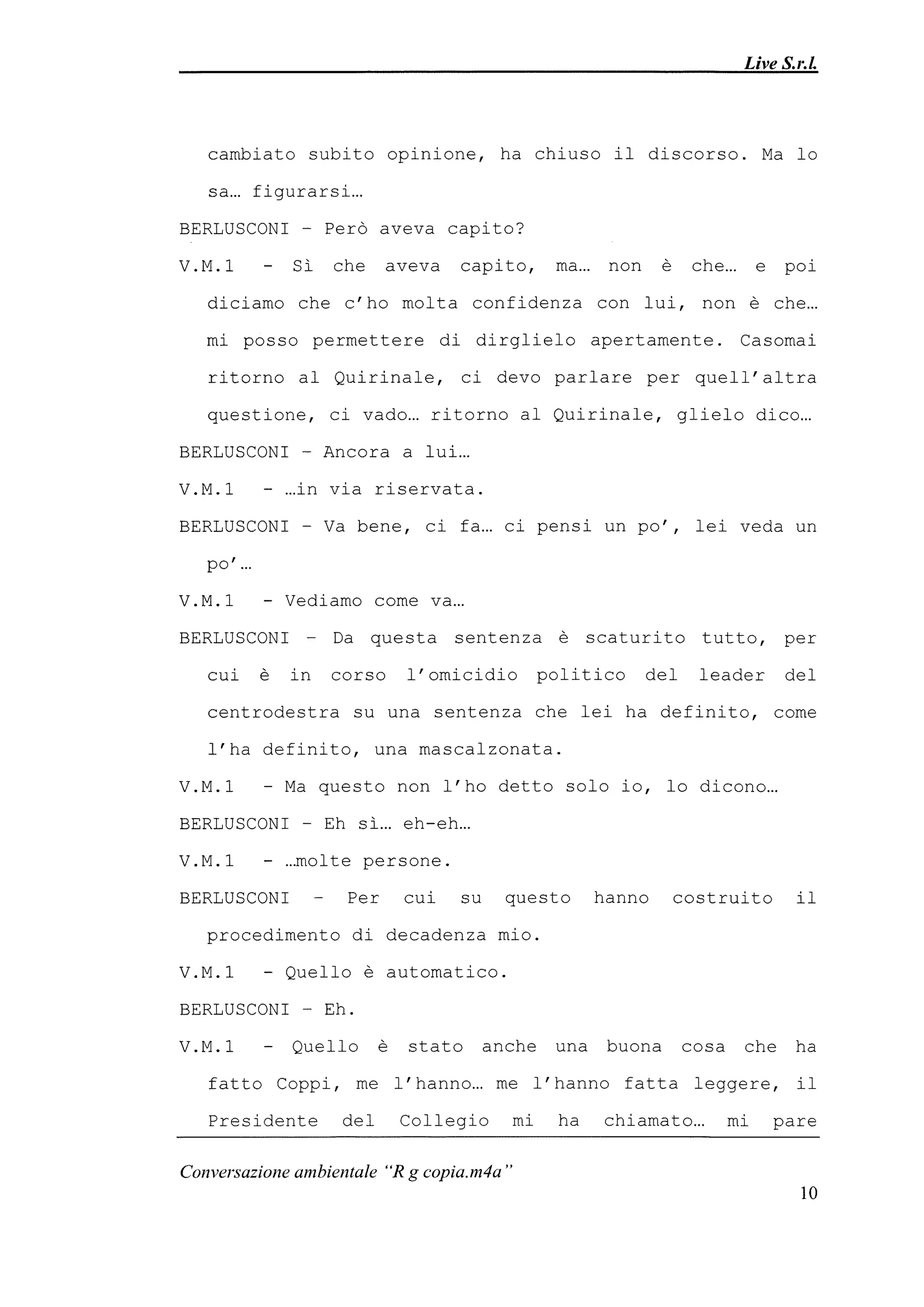 Le registrazioni di Berlusconi