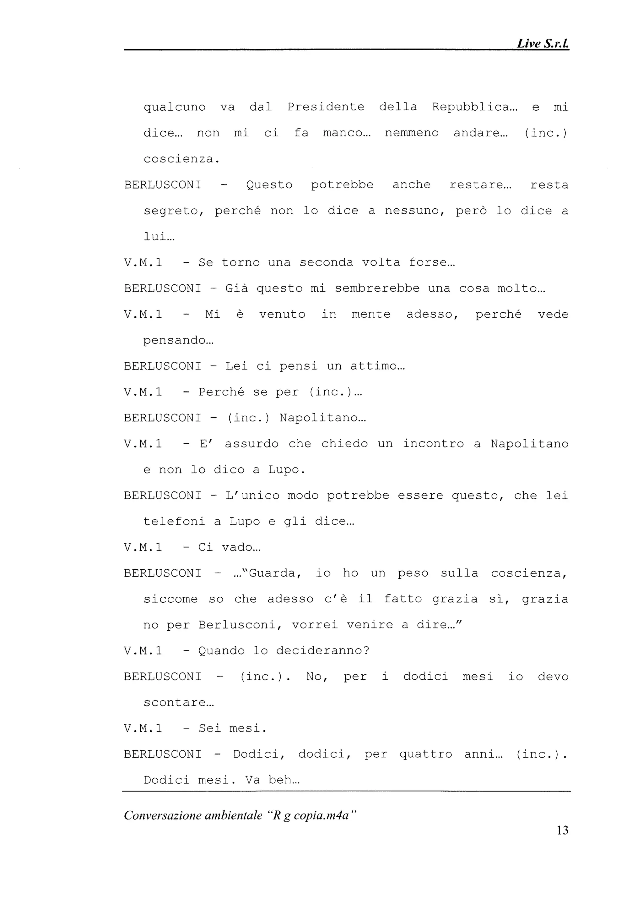 Le registrazioni di Berlusconi