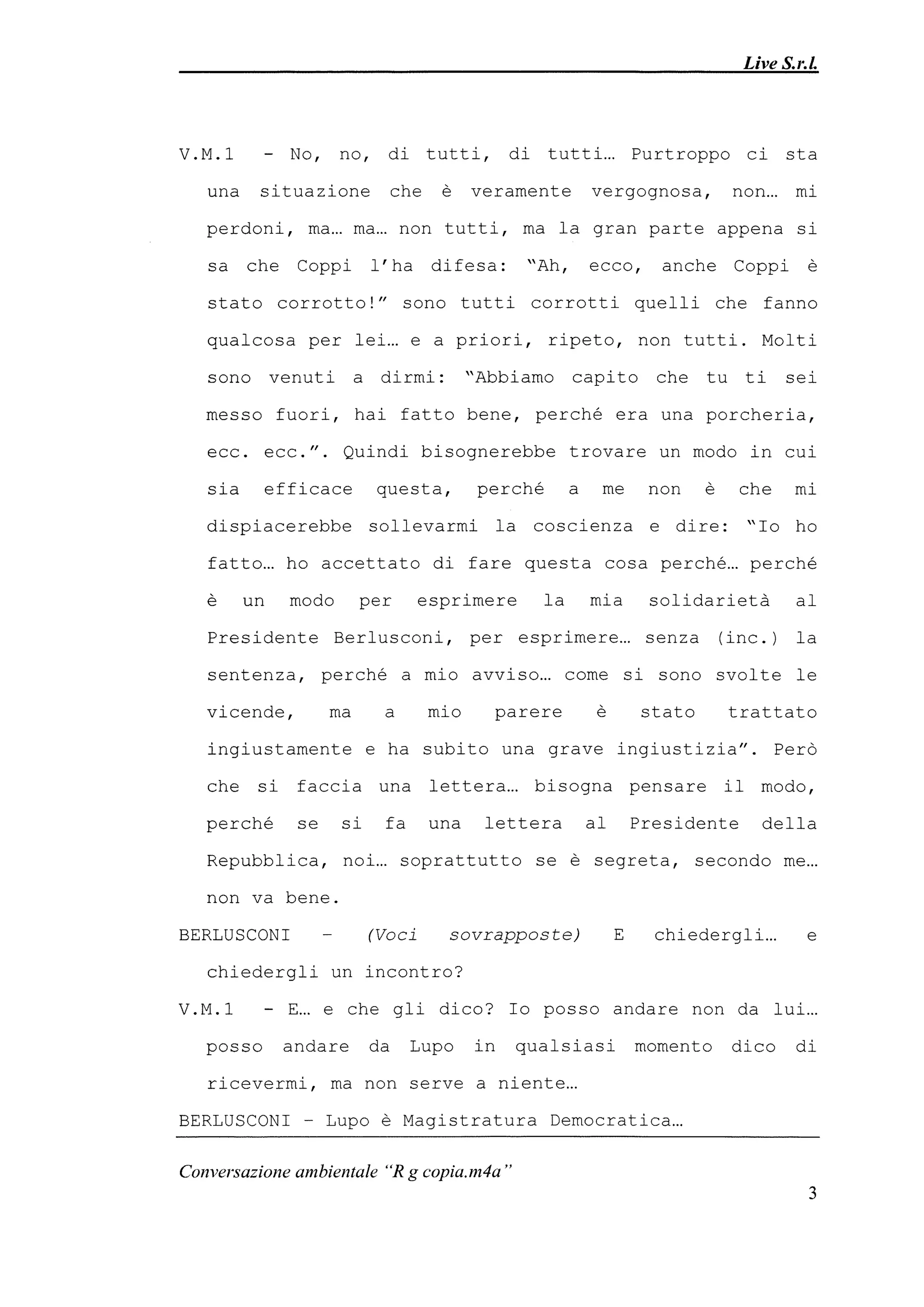 Le registrazioni di Berlusconi