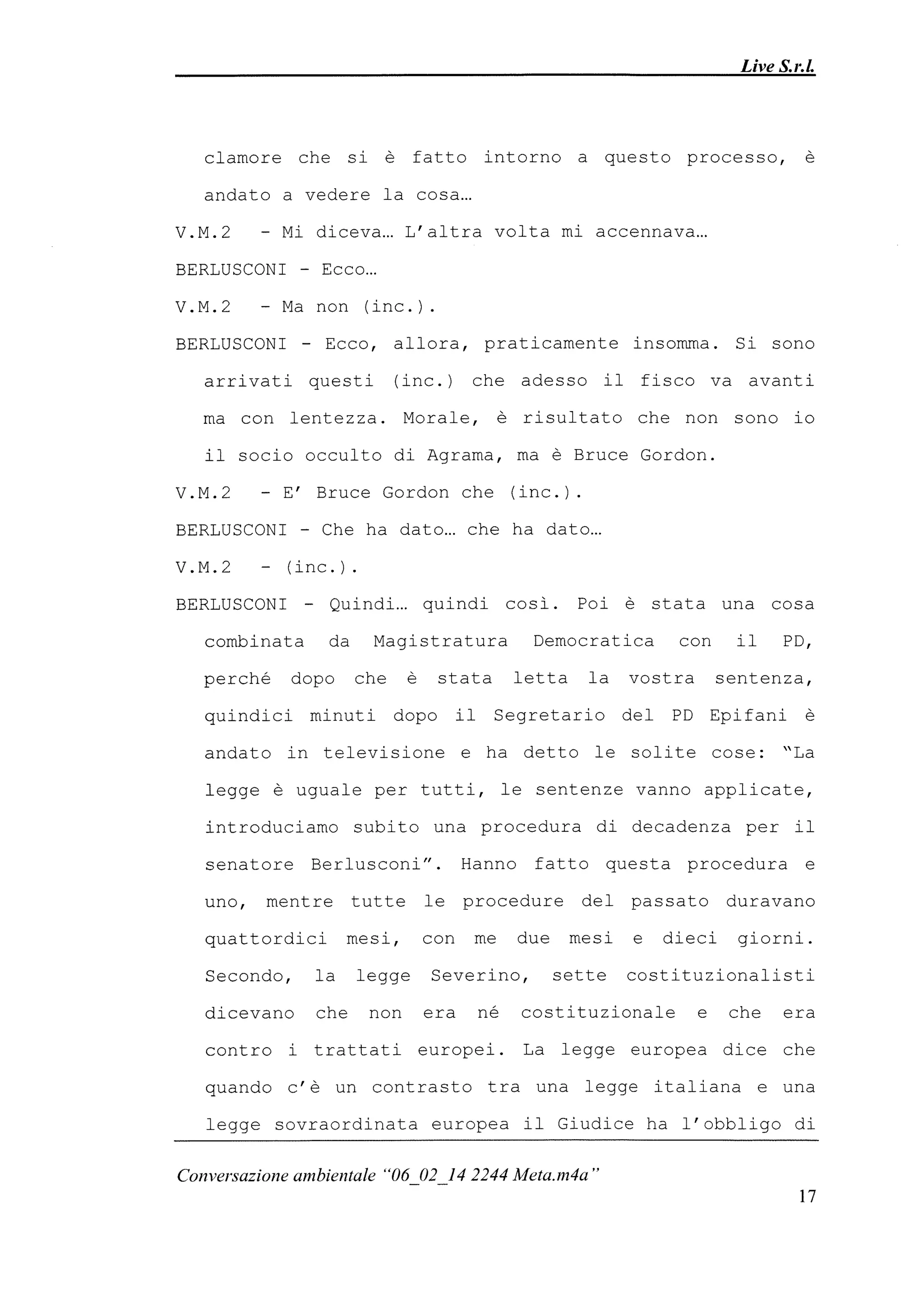 Le registrazioni di Berlusconi